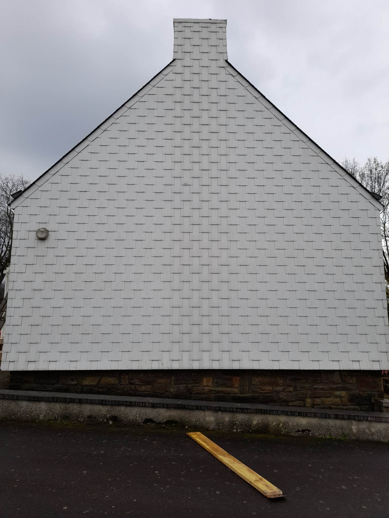 Façade avec présence importante de mousses et algues vertes